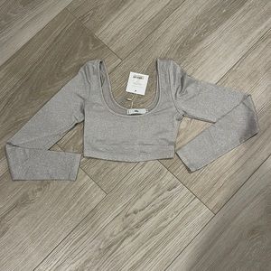 Adika silver long sleeve crop shirt XS NWT